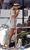 Frida Aasen And Boyfriend On Board A Yacht - St Tropez