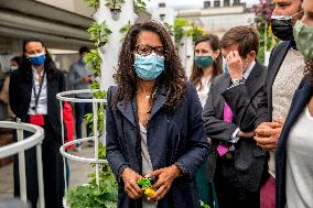 Audrey Pulvar Inaugurates A Roof Farm - Paris