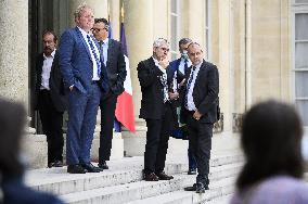 Meeting With Unions At Elysee Palace - Paris