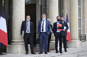 Meeting With Unions At Elysee Palace - Paris