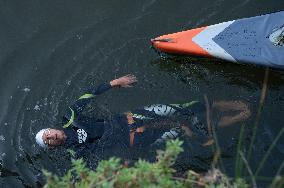 Arthur Germain Arrives In Rouen During His Swim Down The Seine