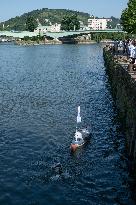 Arthur Germain Arrives In Rouen During His Swim Down The Seine