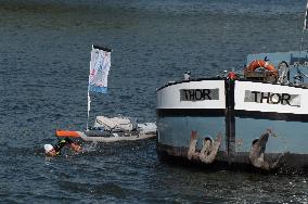 Arthur Germain Arrives In Rouen During His Swim Down The Seine
