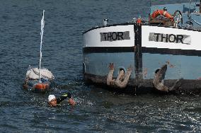 Arthur Germain Arrives In Rouen During His Swim Down The Seine
