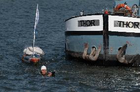 Arthur Germain Arrives In Rouen During His Swim Down The Seine