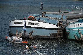Arthur Germain Arrives In Rouen During His Swim Down The Seine