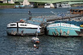 Arthur Germain Arrives In Rouen During His Swim Down The Seine