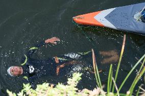 Arthur Germain Arrives In Rouen During His Swim Down The Seine