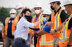 Justin Trudeau Visits A Construction Site - Ontario
