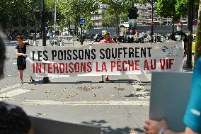 Paris Animaux Zoopolis Protests outside Decathlon store