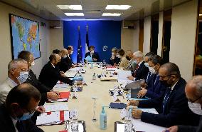 President Macron Attends National Security Meeting - Paris