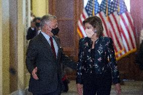 Nancy Pelosi Greets King Abdullah II - Washington