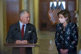 Nancy Pelosi Greets King Abdullah II - Washington