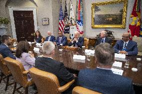 US President Joe Biden meets with union and business leaders to discuss the Bipartisan Infrastructure Framework