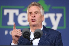 President Joe Biden participates in a campaign event for Virginia gubernatorial candidate Terry McAuliffe