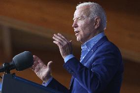 President Joe Biden participates in a campaign event for Virginia gubernatorial candidate Terry McAuliffe