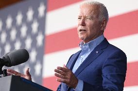 President Joe Biden participates in a campaign event for Virginia gubernatorial candidate Terry McAuliffe