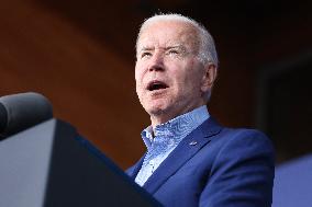 President Joe Biden participates in a campaign event for Virginia gubernatorial candidate Terry McAuliffe