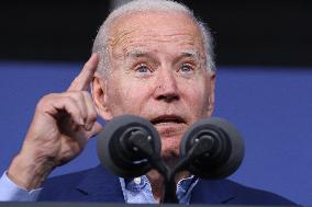 President Joe Biden participates in a campaign event for Virginia gubernatorial candidate Terry McAuliffe