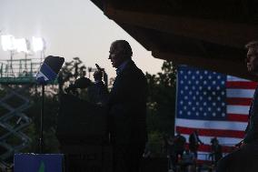 President Joe Biden participates in a campaign event for Virginia gubernatorial candidate Terry McAuliffe