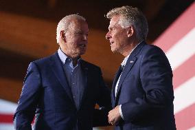 President Joe Biden participates in a campaign event for Virginia gubernatorial candidate Terry McAuliffe