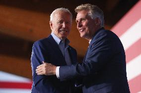 President Joe Biden participates in a campaign event for Virginia gubernatorial candidate Terry McAuliffe