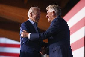 President Joe Biden participates in a campaign event for Virginia gubernatorial candidate Terry McAuliffe