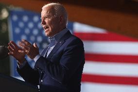 President Joe Biden participates in a campaign event for Virginia gubernatorial candidate Terry McAuliffe