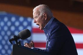 President Joe Biden participates in a campaign event for Virginia gubernatorial candidate Terry McAuliffe