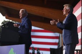 President Joe Biden participates in a campaign event for Virginia gubernatorial candidate Terry McAuliffe