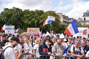 Anti-Sanitary Pass Demonstrations at Trocadero - Paris