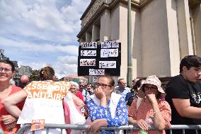 Anti-Sanitary Pass Demonstrations at Trocadero - Paris