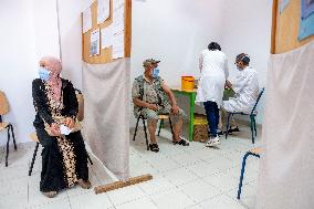 Anti-covid vaccination center in Menzel Bourguiba - Tunisia