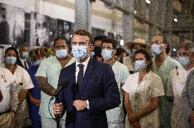 Emmanuel Macron at French Polynesia Hospital Centre in Papeete