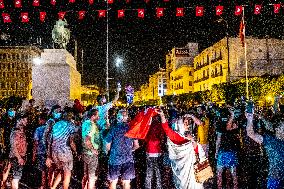 People Celebrate After Tunisian President Kais Saied Declaration - Tunis