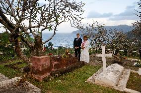 President Macron Pays His Respects At The Grave Of Paul Gauguin - Marquesas Islands