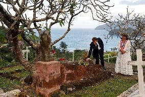 President Macron Pays His Respects At The Grave Of Paul Gauguin - Marquesas Islands