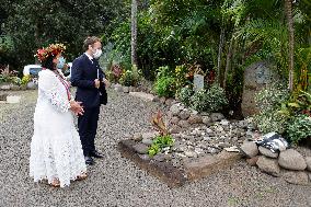 President Macron Pays His Respects At The Grave Of Jacques Brel - Marquesas Islands