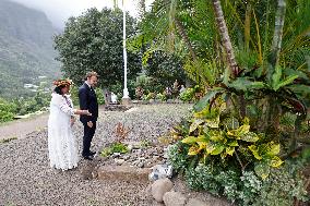 President Macron Pays His Respects At The Grave Of Jacques Brel - Marquesas Islands