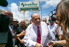 Rudy Giuliani Press Conference Outside Of The Versailles Restaurant - Miami