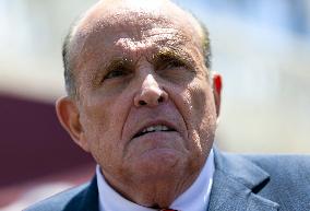 Rudy Giuliani Press Conference Outside Of The Versailles Restaurant - Miami
