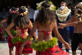 President Macron Visits Manihi Atoll