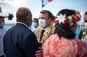 President Macron Visits Manihi Atoll