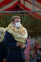 Emmanuel Macron Covered With flowers In Polynesia