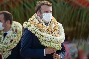 Emmanuel Macron Covered With flowers In Polynesia