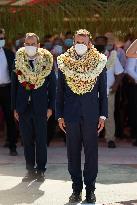 Emmanuel Macron Covered With flowers In Polynesia