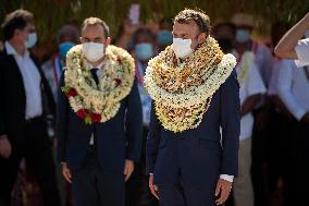 Emmanuel Macron Covered With flowers In Polynesia