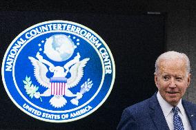 U.S. President Joe Biden delivers remarks to Intelligence Community workforce