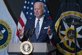 U.S. President Joe Biden delivers remarks to Intelligence Community workforce