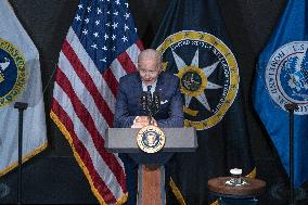 U.S. President Joe Biden delivers remarks to Intelligence Community workforce